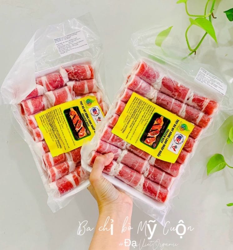 Ba chỉ bò Excel bào cuộn đóng khay sẵn cho quán lẩu